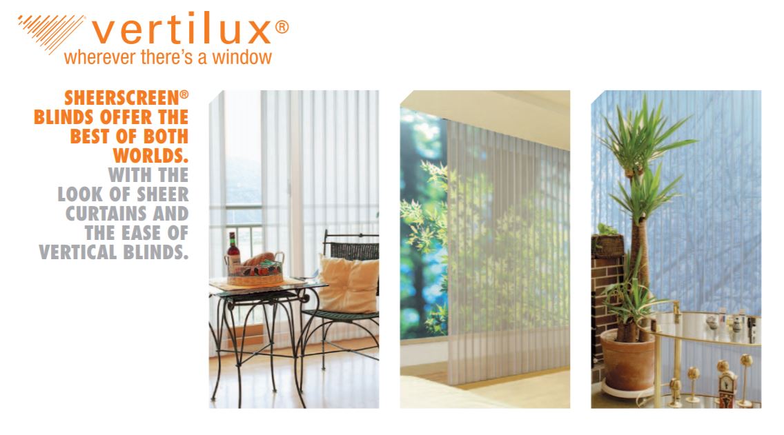 vertilux Sheerscreen with words With the look of sheer curtains and the ease of vertical blinds