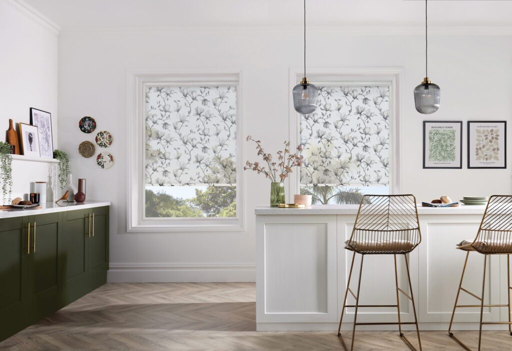 Louvolite Perfect Fit roller blinds on kitchen windows