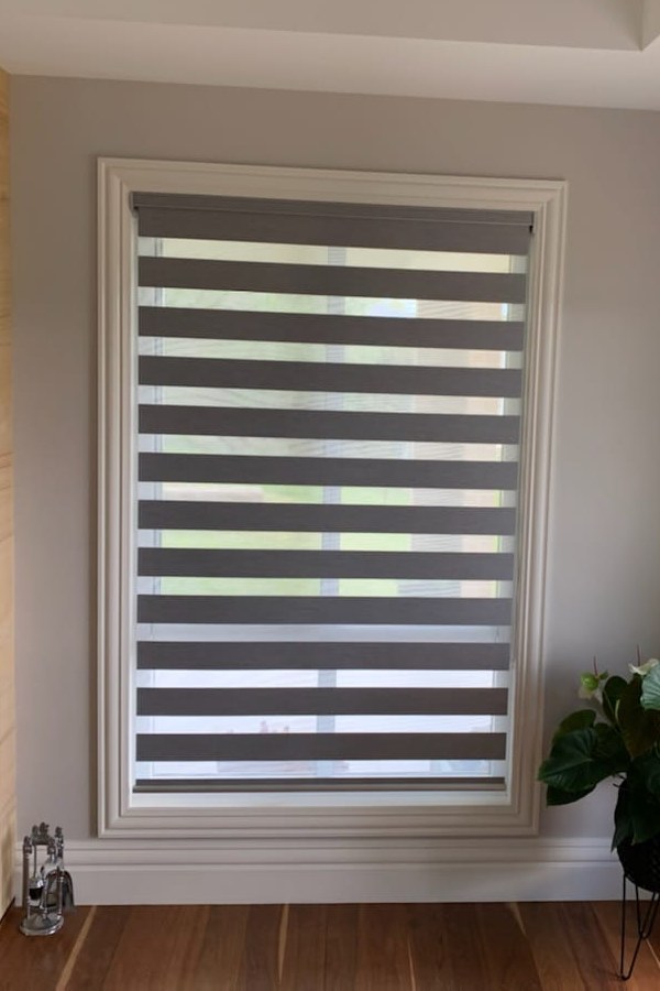 Grey zebra blind with cassette headbox
